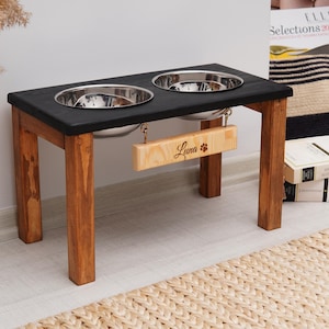Personalized Dog Bowl Stand, 2 Bowl Dog Feeder, Large/Medium Dog Feeding Station, Dog Bowl Riser, Elevated Dog Bowl Feeder, Dog Food Bowl