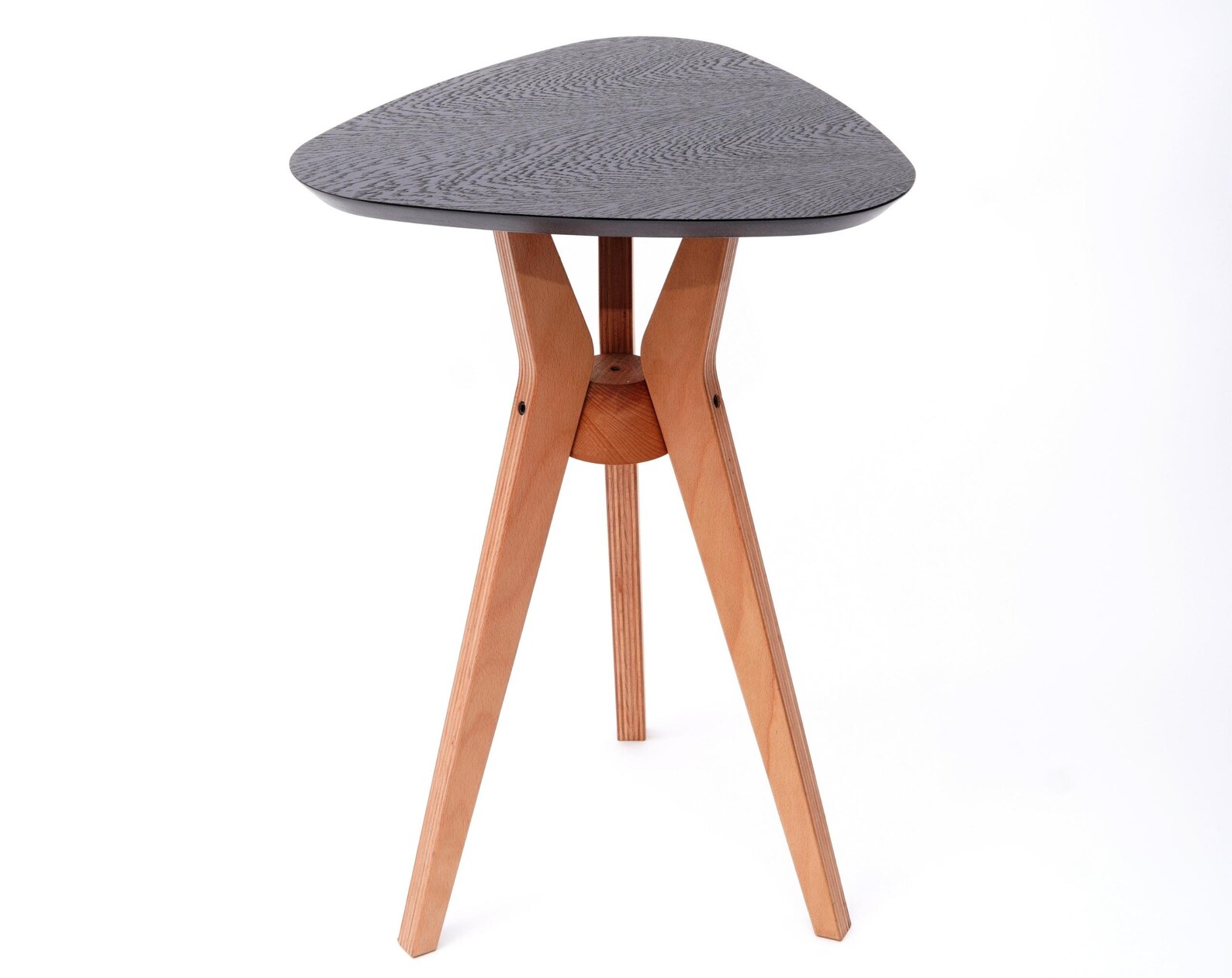 Oak Triangle Corner Table - Solid Wood End Table - Cross Legs ...