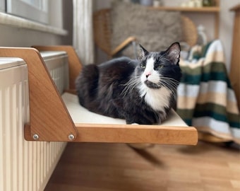 Handcrafted Wooden Moderns Cat Bed-A Serene Resting Haven for Your Feline Friend,Radiator Hanging Cat Bed,Hanging Cat Shelf, Wooden Pet Bed