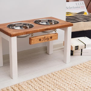 Custom Large Dog Bowl Stand, Personalized Raised Pet Feeding Station, Elevated Dog Bowl Holder, Dog Waterer and Food Bowl, Dog Food Table