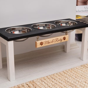Modern Feeder with Bowl, Dog Bowl Stand, Raised Dog Bowl, 3 Bowl Dog Feeding Station, Large Dog Bowl Stand, Dog Feeder Large, Pet Feeding