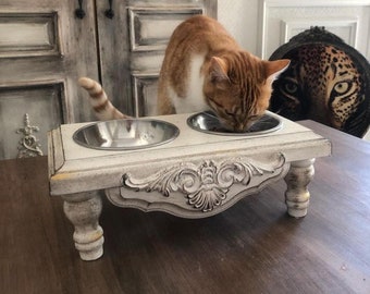 Ciotole personalizzate per animali domestici, supporto rialzato per cani, mangiatoia per cani personalizzata, mangiatoia rialzata per cani, supporto per ciotola per gatti, ciotola per cibo per gatti, supporto per ciotola doppia per gatti, ciotole per gatti rialzate