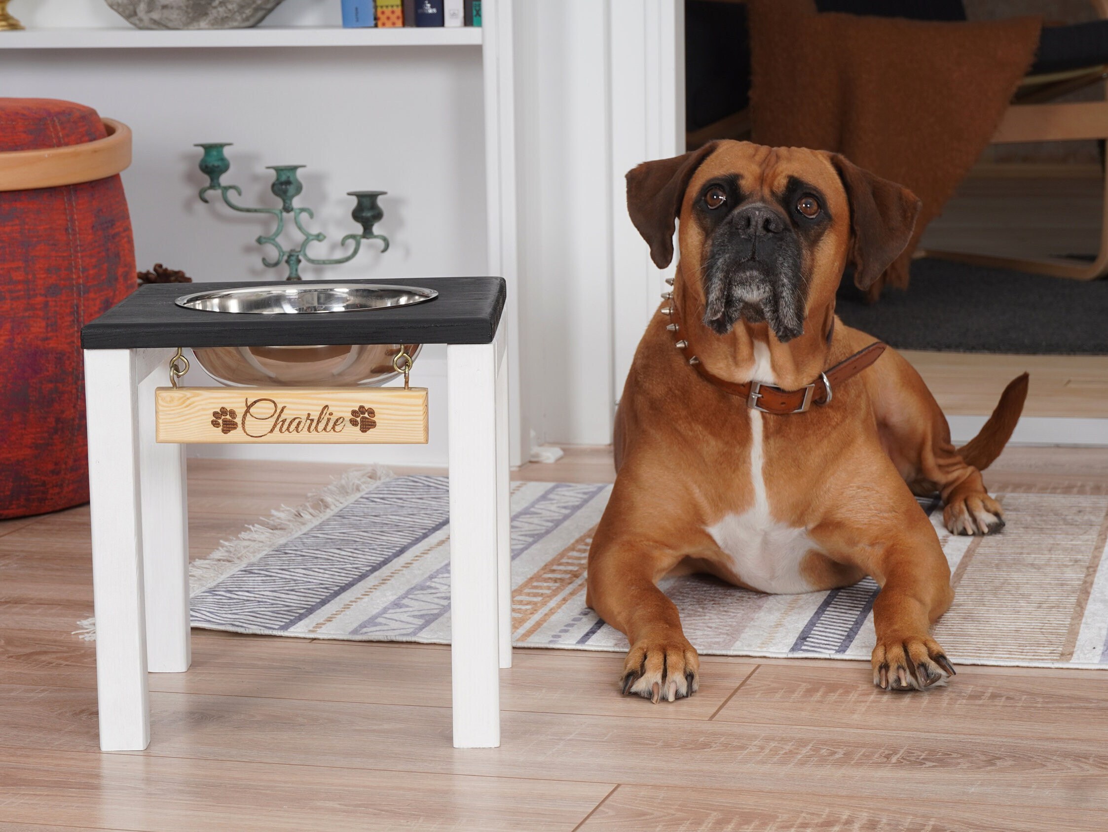 Personalized Elevated Dog Bowl Stand, Pet Accessories, Large Dog ...