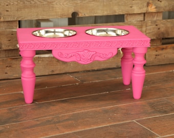 Comedero elevado de 2 tazones para perros grandes, estación de alimentación, comedero para perros y gatos, soporte para comederos, comedero estilo granja para perros, comedero personalizado para gatos, plato para mascotas