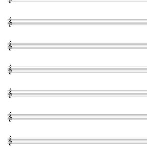 Solsleutel, afdrukbare blanco bladmuziek, muziekstafpapier, Letter/A4 PDF, Instant Download