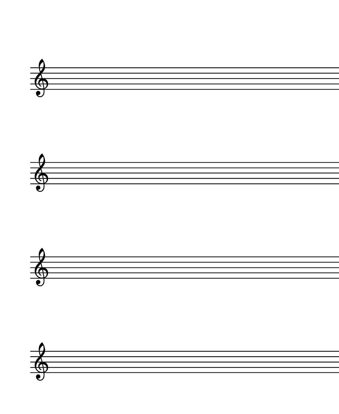 Treble Clef Printable Blank Sheet Music Music Staff Paper Etsy