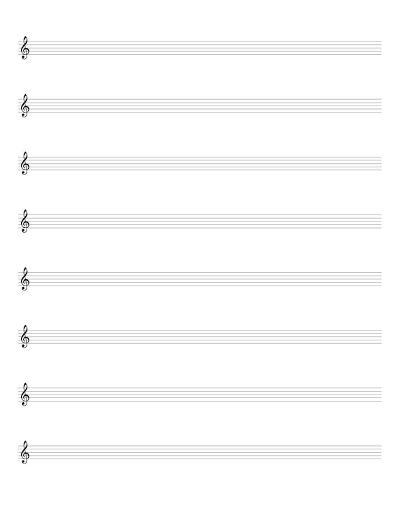 Treble Clef Printable Blank Sheet Music Music Staff Paper | Etsy