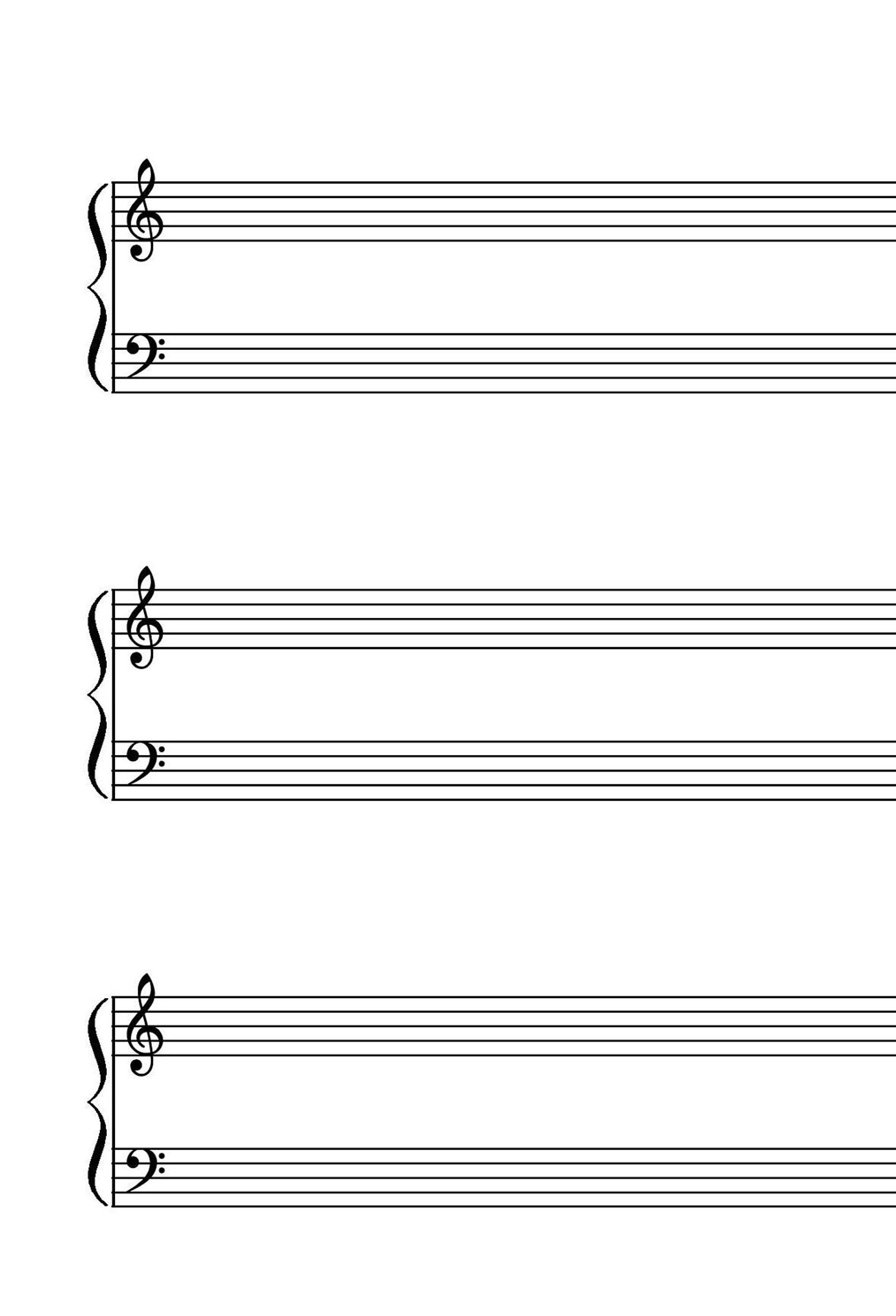 Grand Staff, Printable Blank Sheet Music, Music Staff Paper, Letter/a4