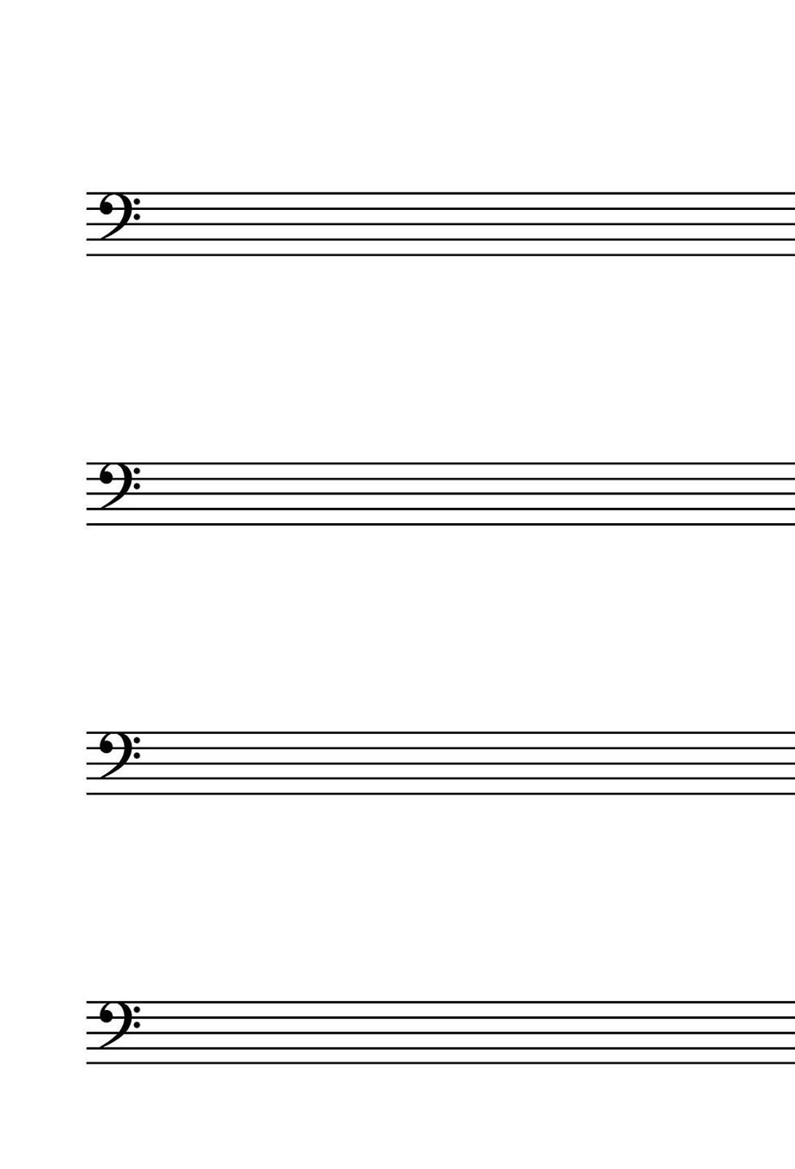 Bass Clef, Printable Blank Sheet Music, Music Staff Paper, Letter/a4