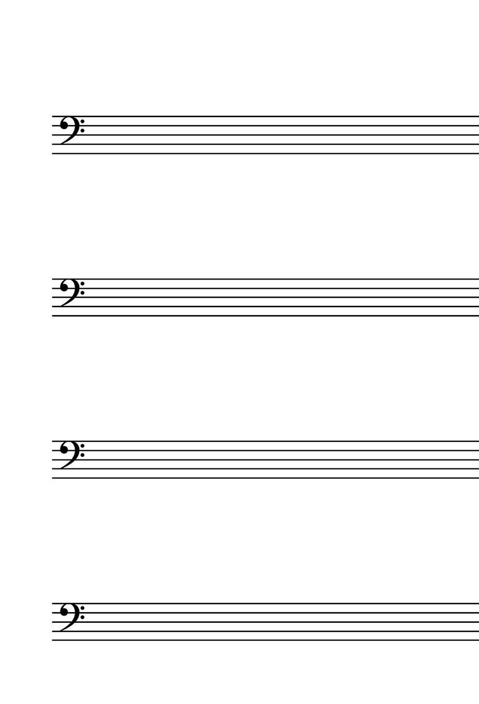 Bass Clef Printable Blank Sheet Music Music Staff Paper Letter a4 