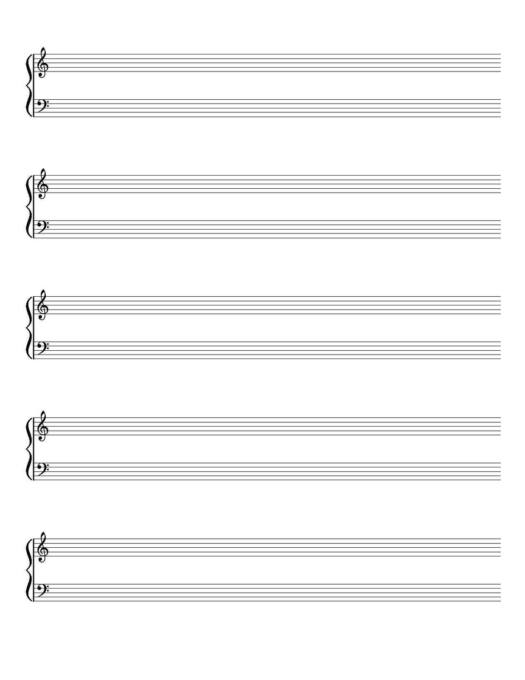 Grand Staff, Printable Blank Sheet Music, Music Staff Paper, Letter/a4