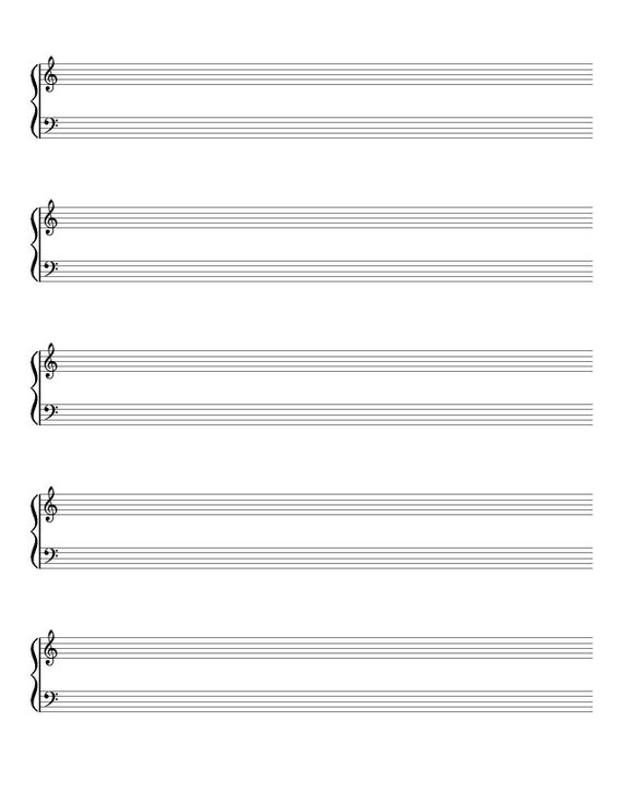 Grand Staff Printable Blank Sheet Music Music Staff Paper Etsy
