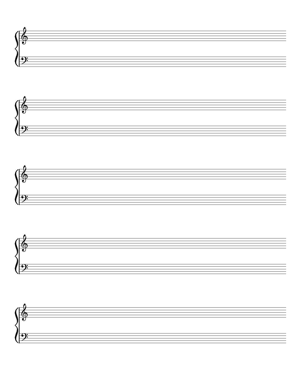 Grand Staff Printable Blank Sheet Music Music Staff Paper Letter a4 PDF Instant Download Etsy