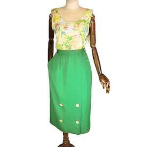 Vintage VALENTINO MISS V Wool Skirt: 1990s Green Designer Skirt, Size M