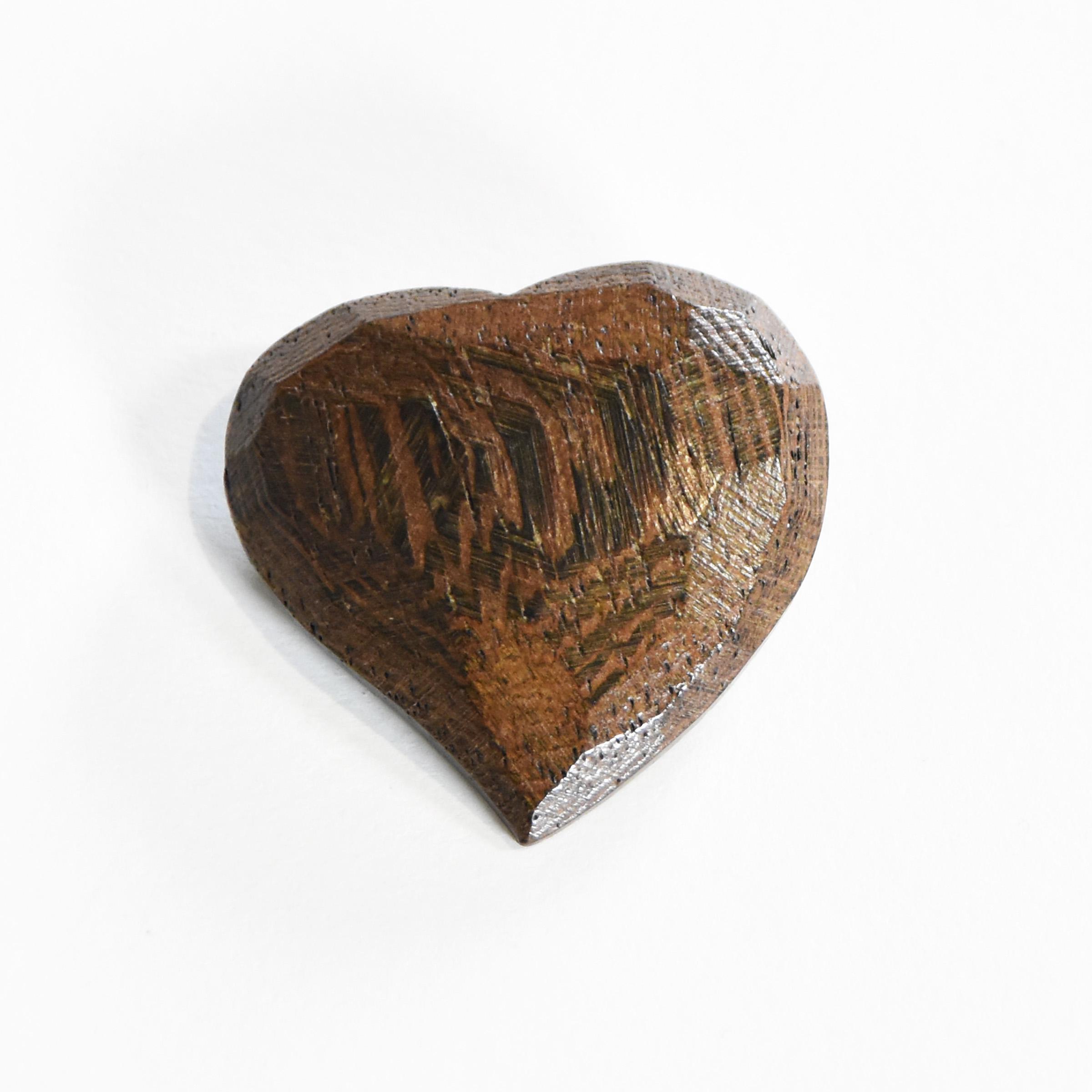 Vintage YSL Wooden Heart Brooch, Yves Saint Laurent Rive Gauche