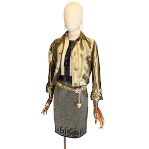 GIANNI VERSACE jacket, vintage gold lurex jacket from the 1990s, luxury collector&#39;s item, luxury VERSACE cropped jacket, archive garment.