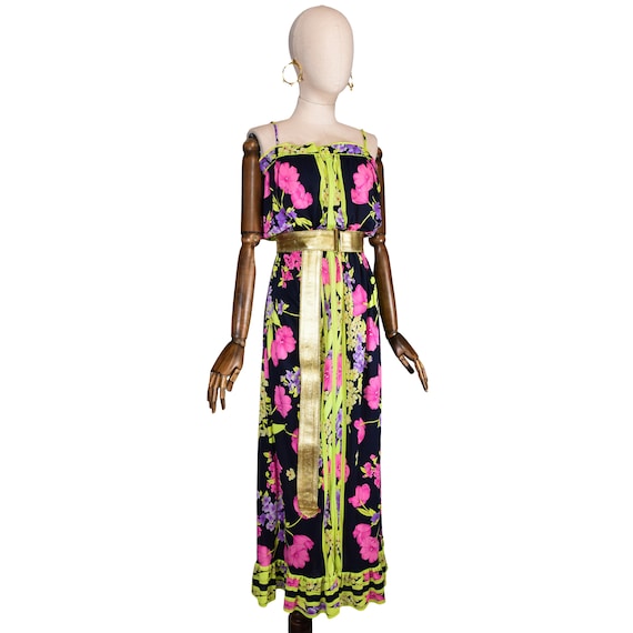 Vintage LEONARD Floral Print Dress: 80s Strapless Beachwear, XS