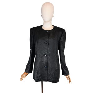 Vintage 80s Valditevere Jacket: Black Crocodile Texture Italian Blazer, XL