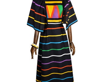 70s Geometric Stripe Cotton Dress, Betty Barclay Vintage XS - Etsy