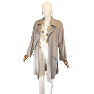 Vintage VALENTINO Wool Trench Coat: 80s Designer Lightweight Overcoat
