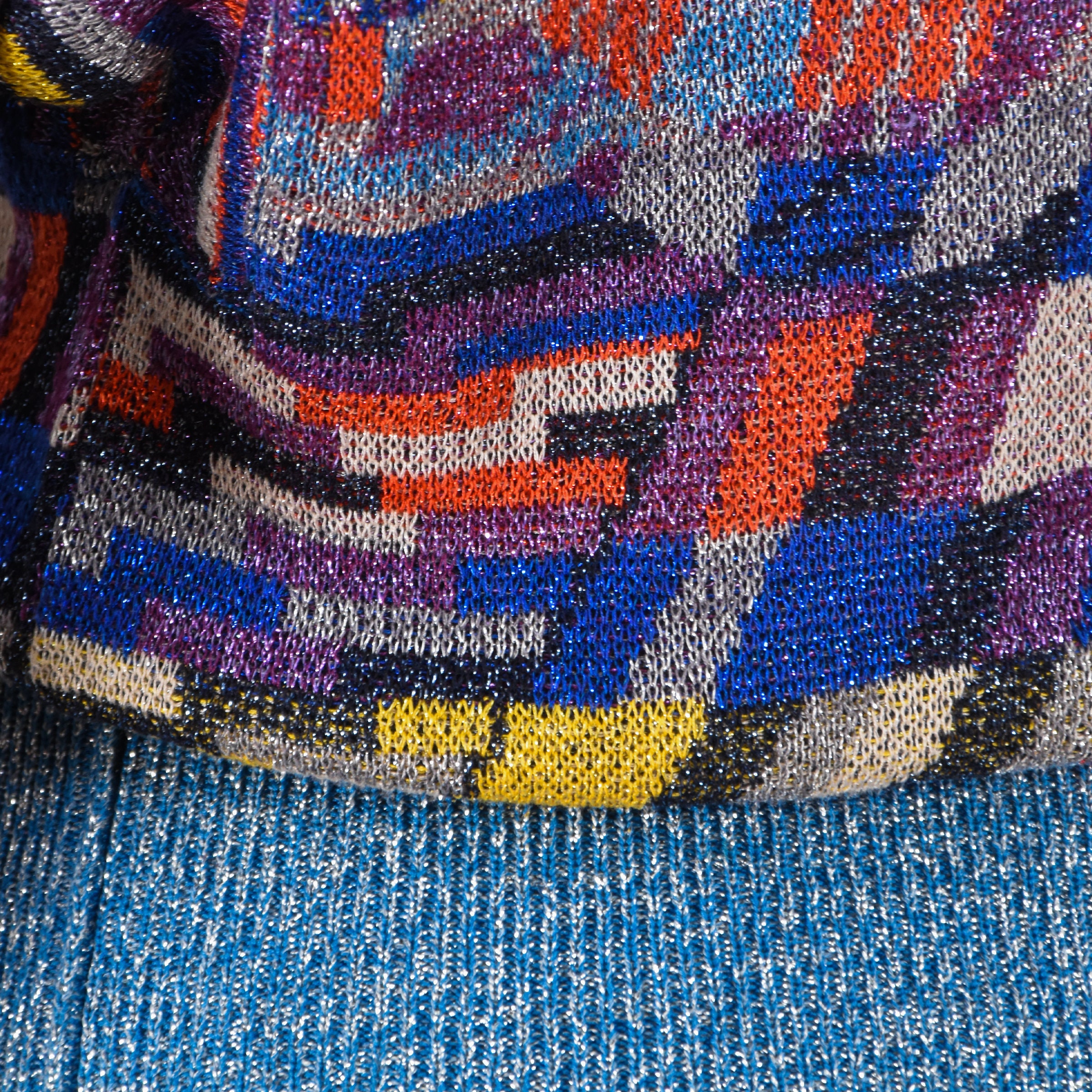 Vintage Gianni Versace Lurex Knit Sweater, 80s Geometric Print