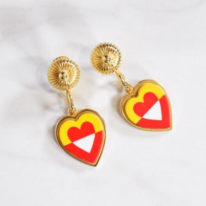 Vintage MOSCHINO Heart Clip-On Earrings: Gold Designer Jewelry