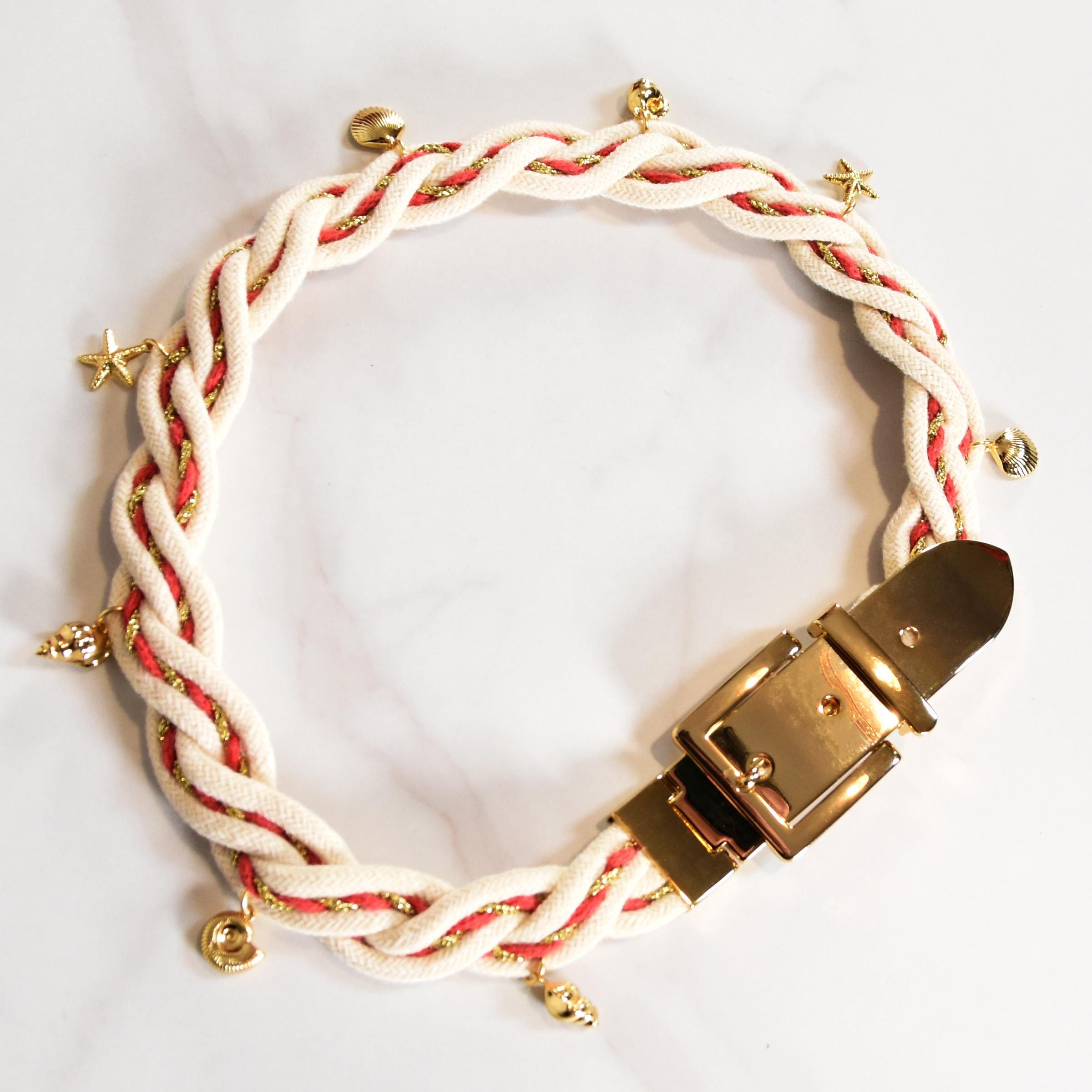 Y2K Vintage Braided Nautical Belt: Red, White, and Gold  display picture 1