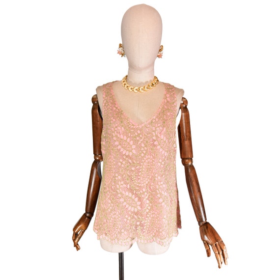 Vintage Christian Lacroix Lace Blouse: 1990s Pink Paisley