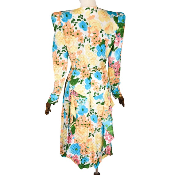 CAROLINA HERRERA vintage 80s silk dress,  bold sh… - image 5