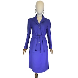 Vintage 1970s Philippe Venet Purple Wool Suit: French Designer Couture, Size XS