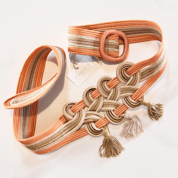 Vintage Nina Ricci Tassel Cord Belt: 80s Woven Passementerie  display picture 2