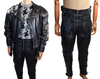 GAULTIER leather trousers. Vintage 90's Jean Paul Gaultier pants. Biker style.