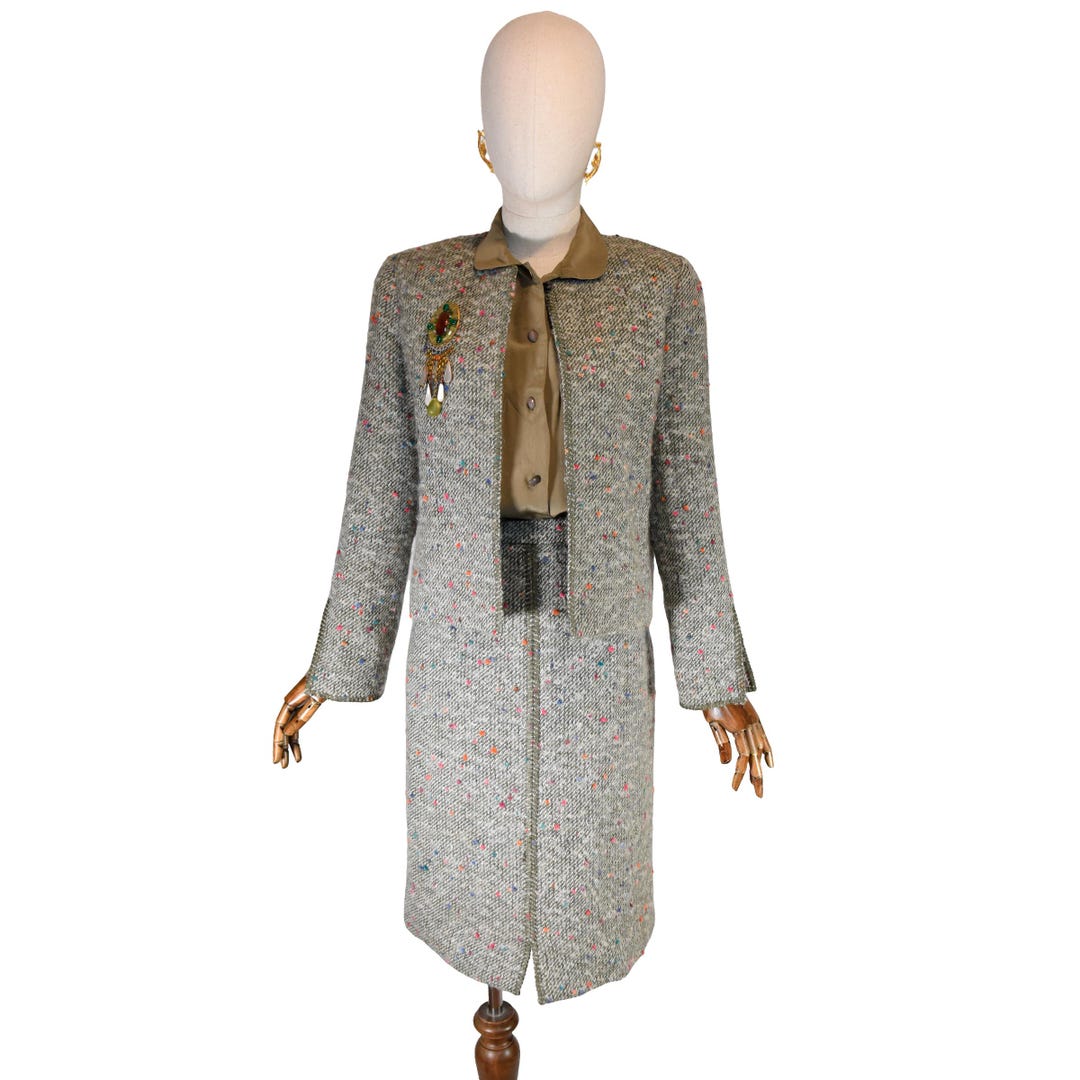 Tailleur Jupe Pierre BALMAIN Vintage Taille 42 - Rose, Occasion En Très Bon état