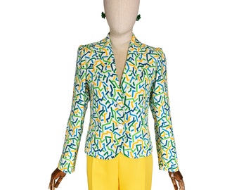 Vintage YSL Blazer: 1983 Rive Gauche Geometric Cotton Jacket (Size S/M)