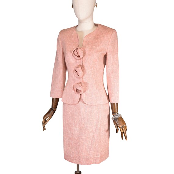 ELIO BERHANYER vintage 90s skirt set, Pink wool a… - image 3
