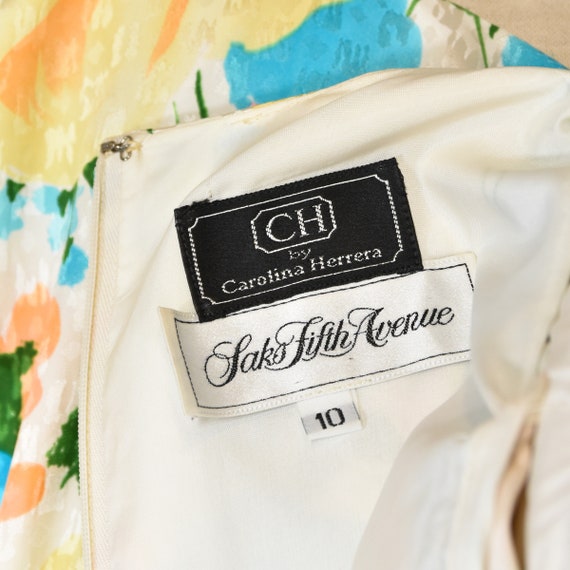 CAROLINA HERRERA vintage 80s silk dress,  bold sh… - image 9