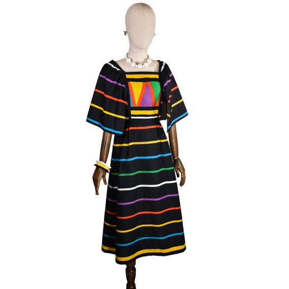 70s Geometric Stripe Cotton Dress, Betty Barclay Vintage XS - Etsy
