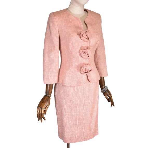 ELIO BERHANYER vintage 90s skirt set, Pink wool a… - image 4