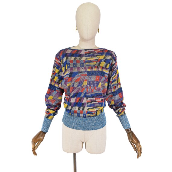 GIANNI VERSACE vintage 80s pullover, Lurex and co… - image 2