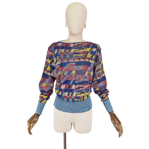 GIANNI VERSACE vintage 80s pullover, Lurex and co… - image 2