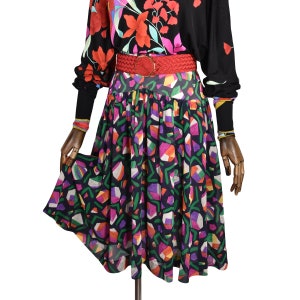 KARL LAGERFELD Printed Silk Skirt, vintage 90&#39;s chiffon skirt, size XS.