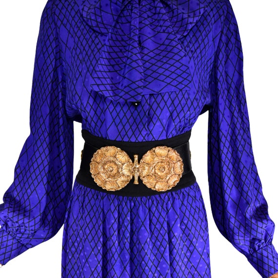 GIVENCHY vintage dress, '80s geometric print silk… - image 7