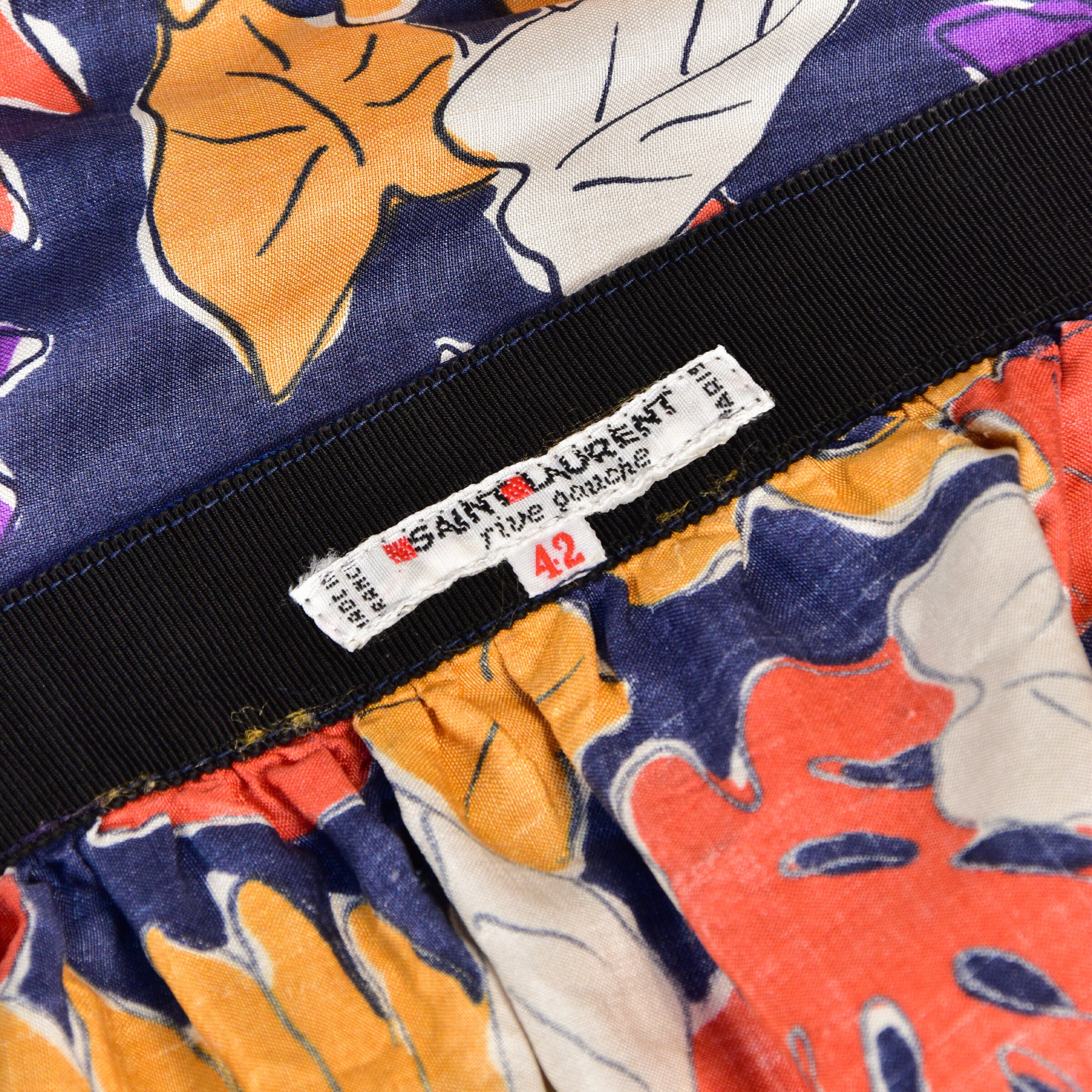 SAINT LAURENT Vintage 80s Blouse, Vintage Printed Silk 