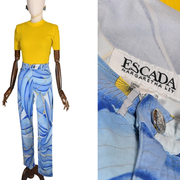 Pantalones vintage ESCADA, pantalones estampados de los 90, pantalones Escada by Margaretha Ley, pantalones vintage de cintura alta.