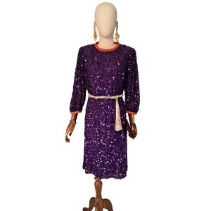 slim fit dress slacks Dress The Population Emery Sequin Dress - Deep Purple main image 0