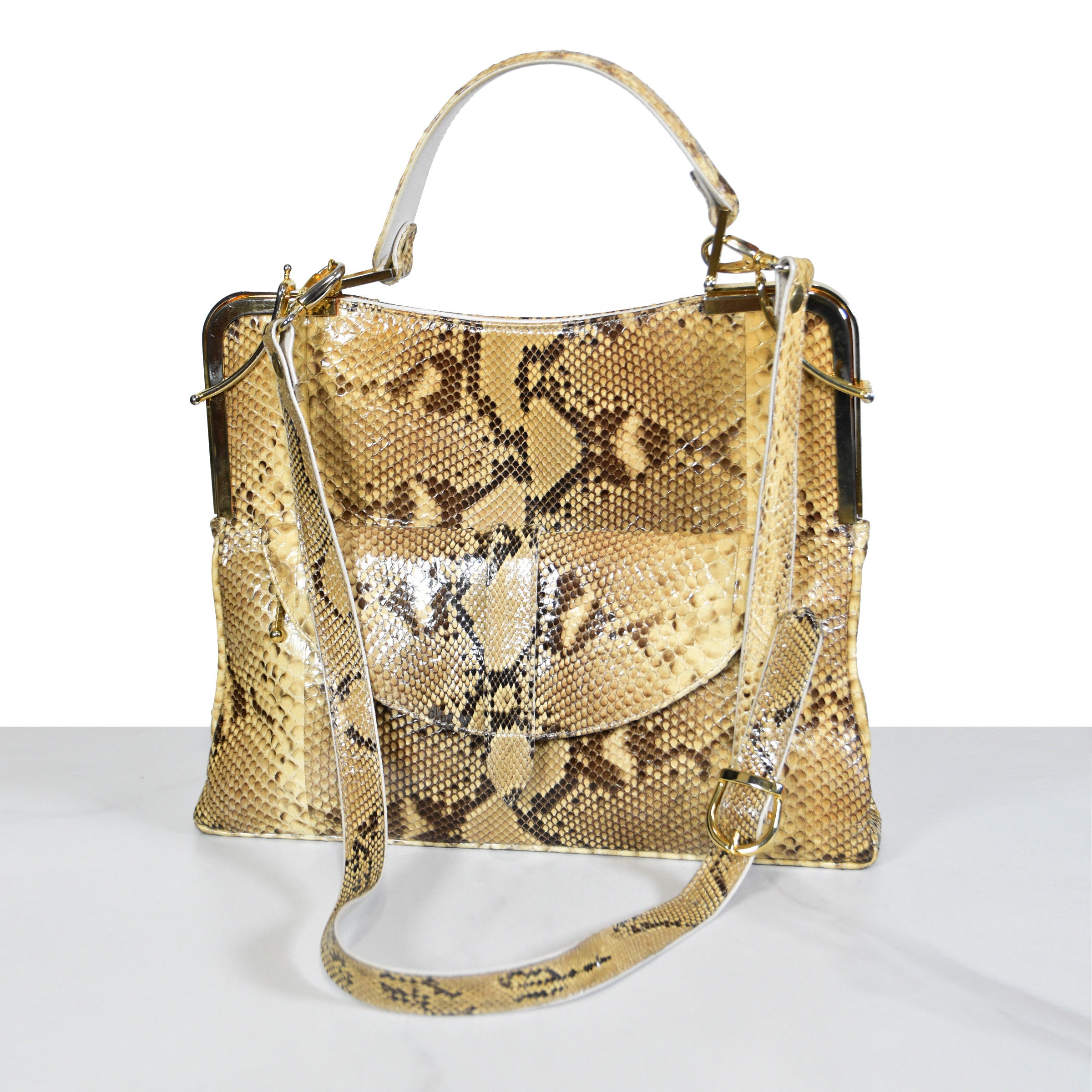 VINTAGE Snake Leather Handbag Handcrafted in Ubrique