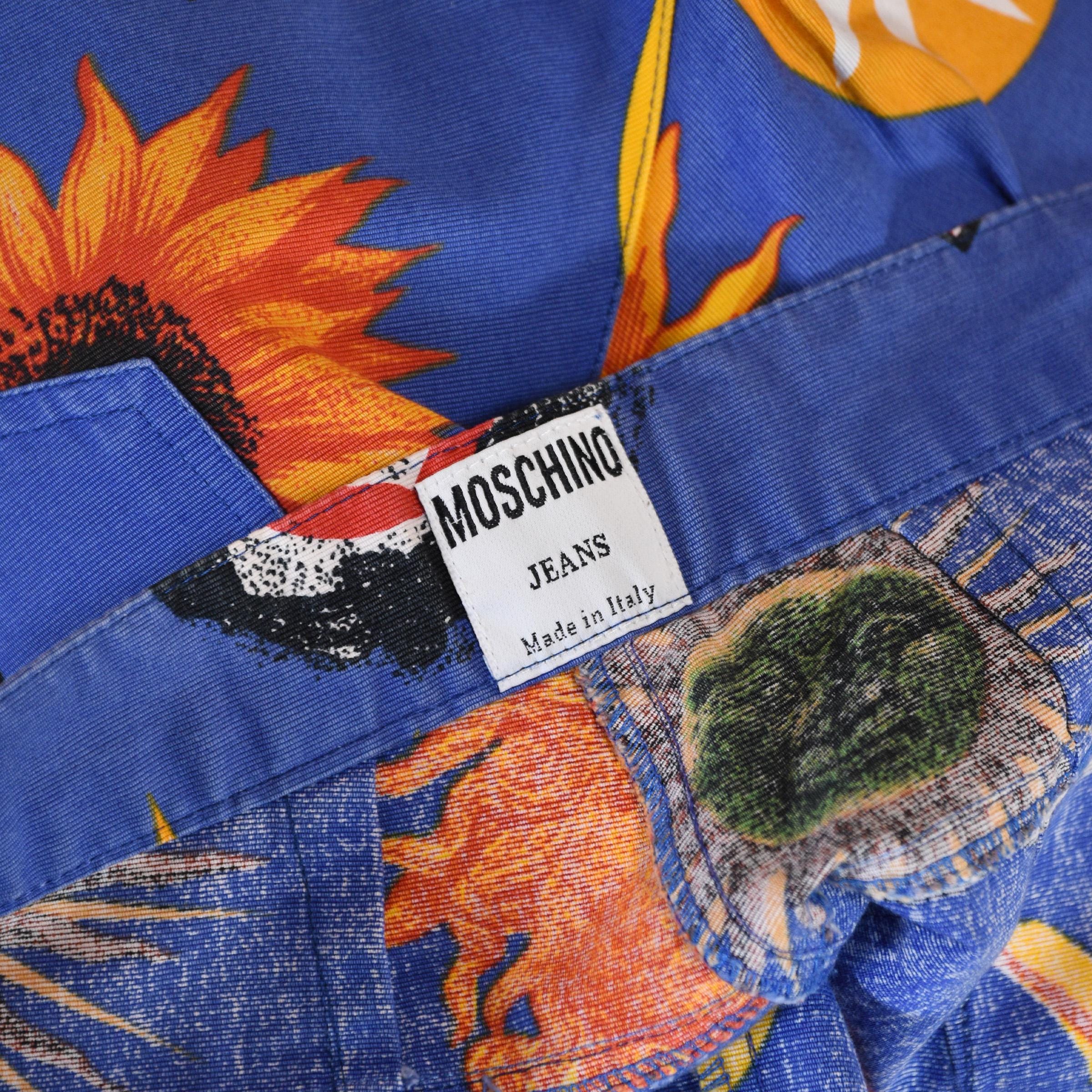 Vintage 80s MOSCHINO Jeans: Blue Cotton Sun Print Pants, Size S - Etsy