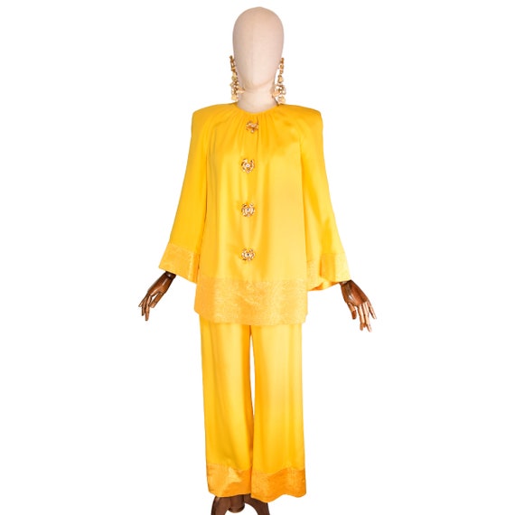 Nina Ricci, NINA RICCI vintage 70s haute couture two-piece yellow suit