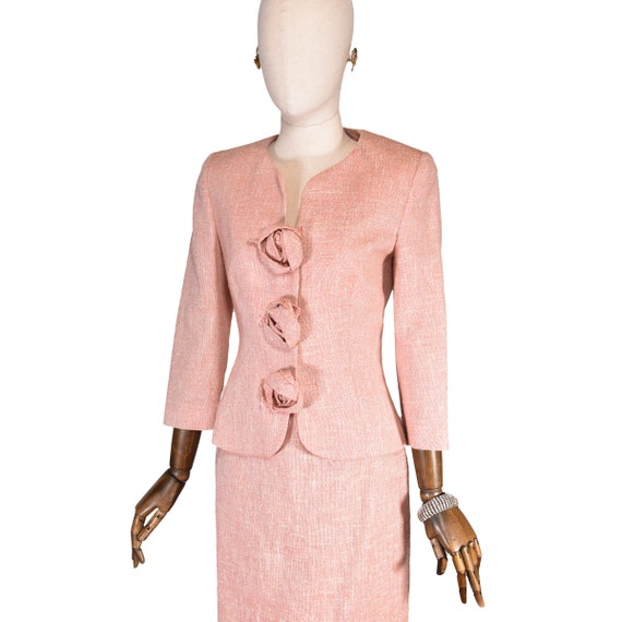 ELIO BERHANYER vintage 90s skirt set, Pink wool a… - image 7