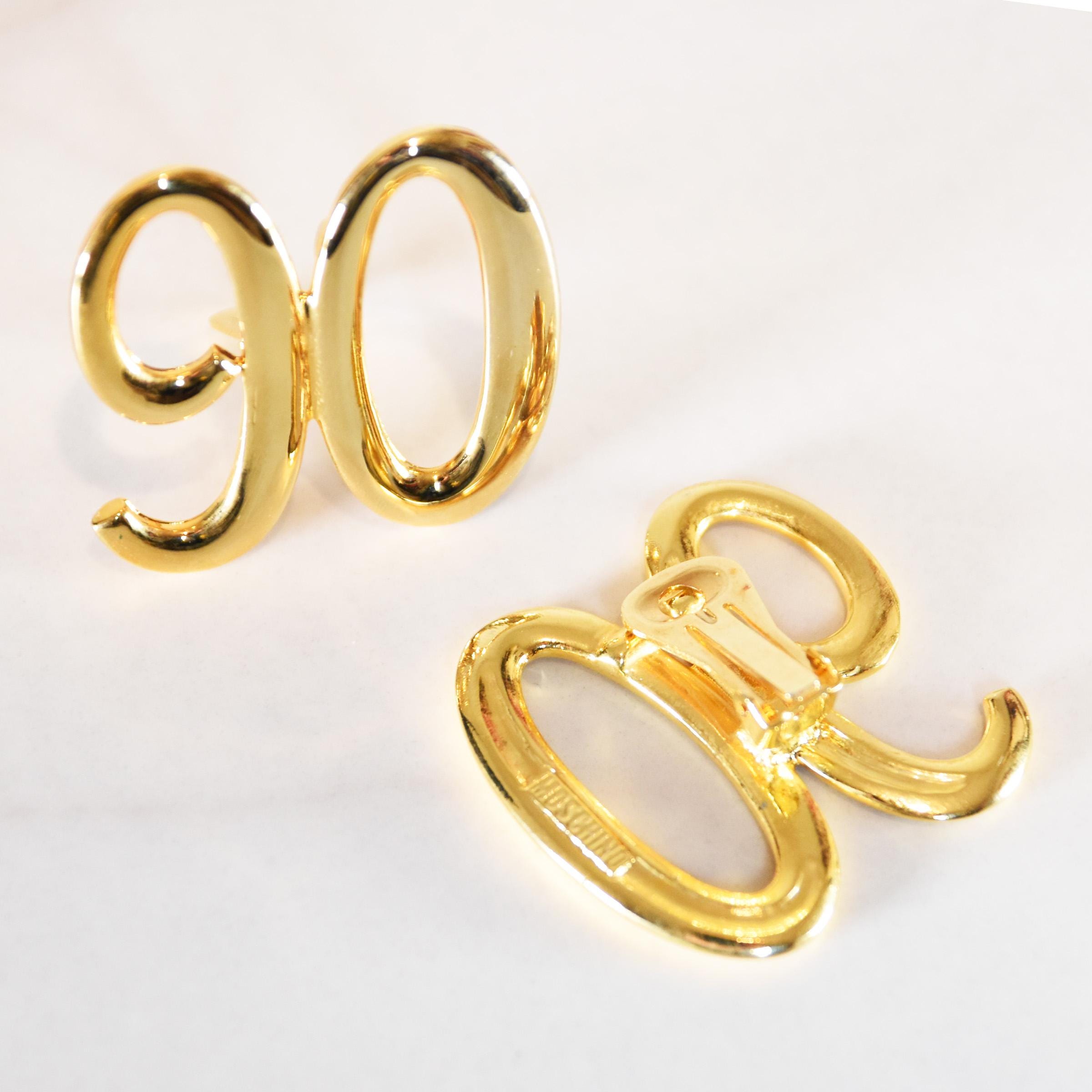 ヴィンテージ MOSCHINO クリップオンピアス：90年代 ゴールド ナンバー 